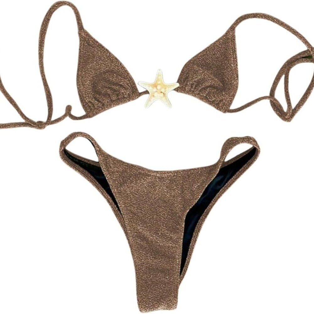 SOLY HUX Women's Sexy Halter Triangle Bikini Set